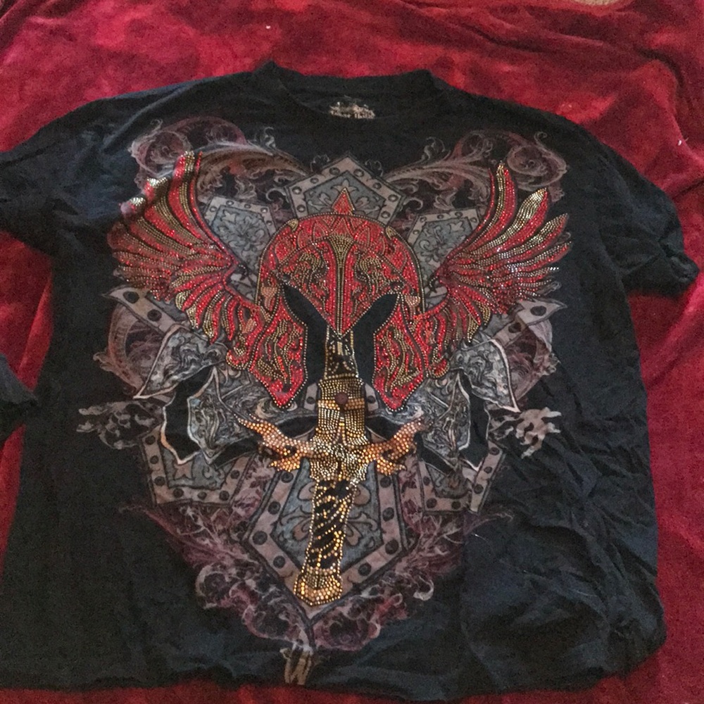 Black bedazzled knight t shirt